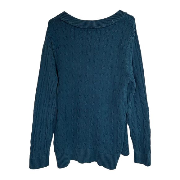 Tommy Hilfiger Blue V-neck Cable Knit Sweater, XXL, Pre-owned - Picture 4 of 7